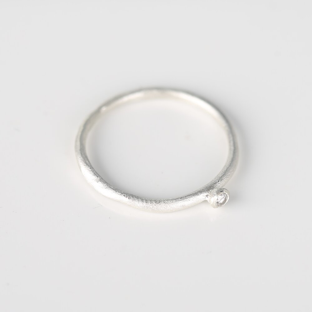 Silver & Diamond Solitaire Ring