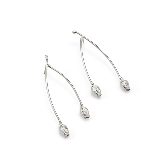 Hawthorn Stem Earrings Silver