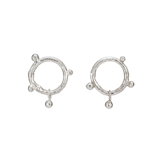 Bud Circle Studs Silver