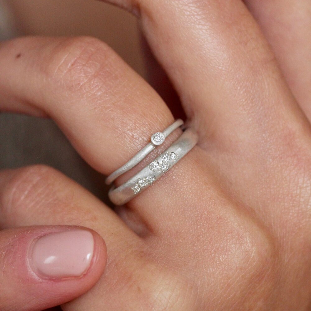 Silver & Diamond Solitaire Ring