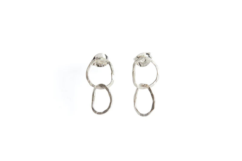 Afiok 2 Link Silver Earrings