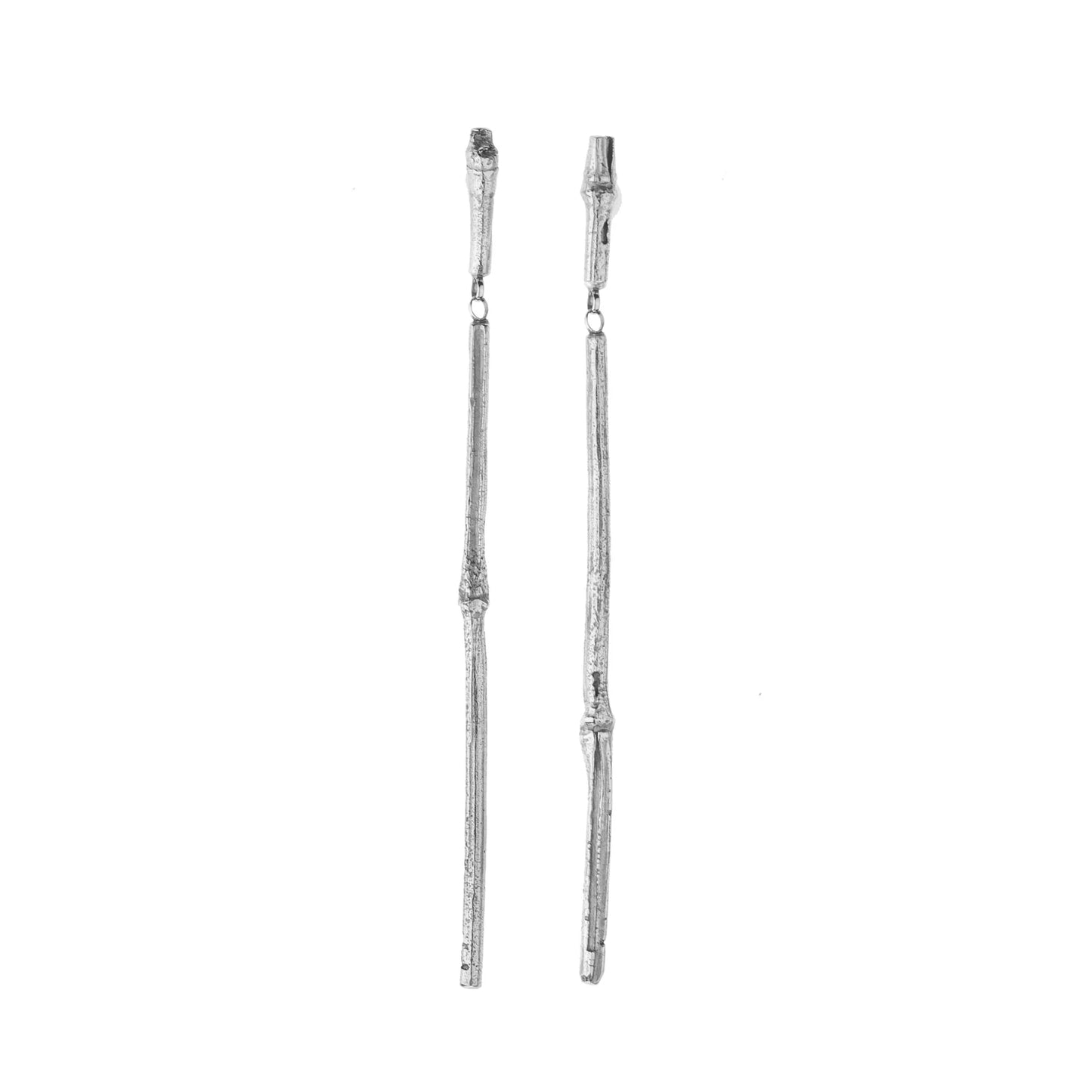Bamboo Drop Earrings Silver