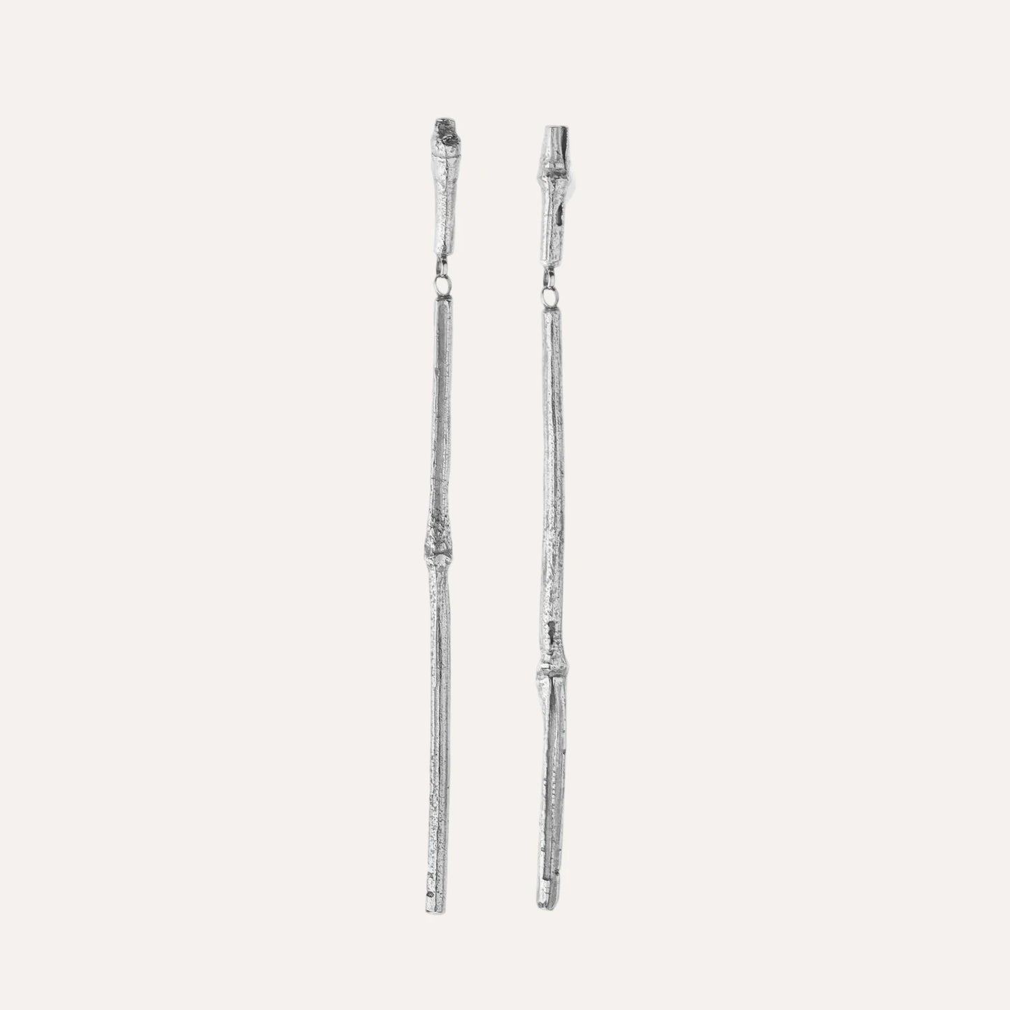 Bamboo Drop Earrings Silver
