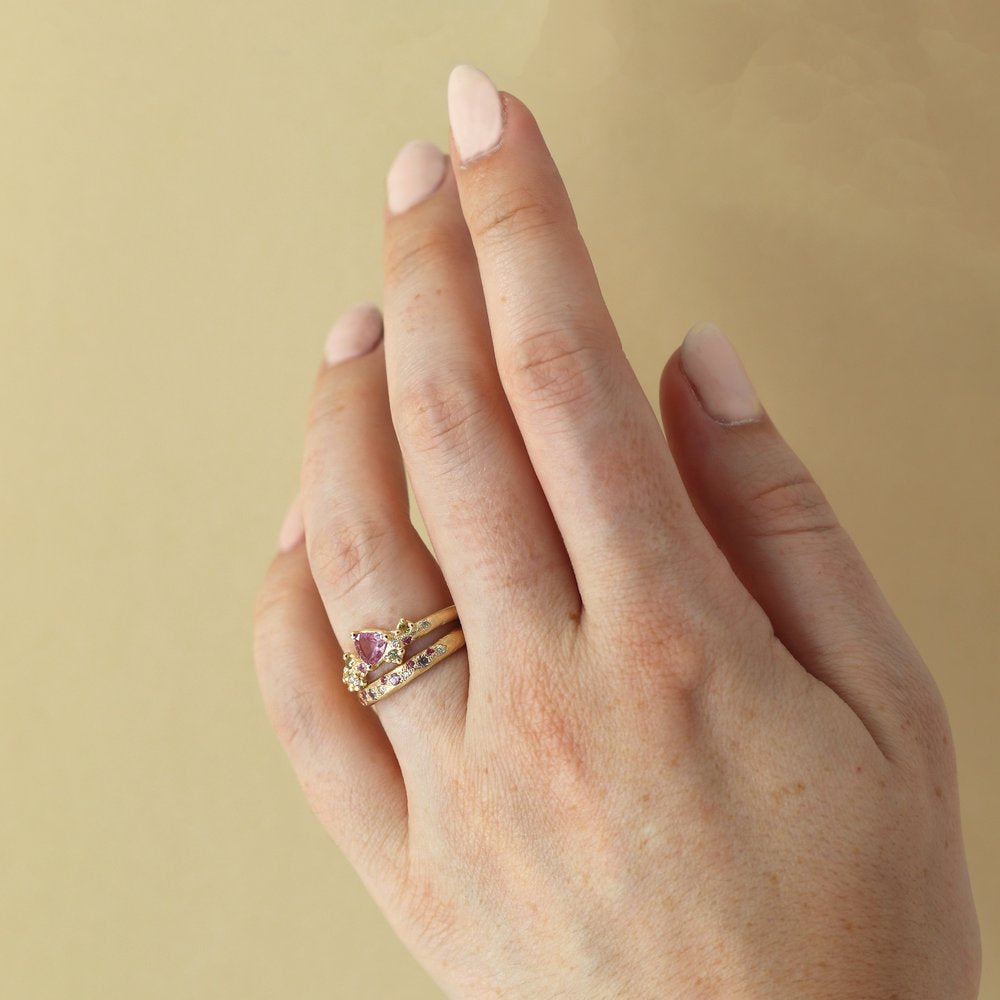 Pink Sapphire Pastel Cluster Ring