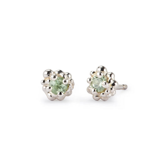 Cluster Earrings - Green Sapphire