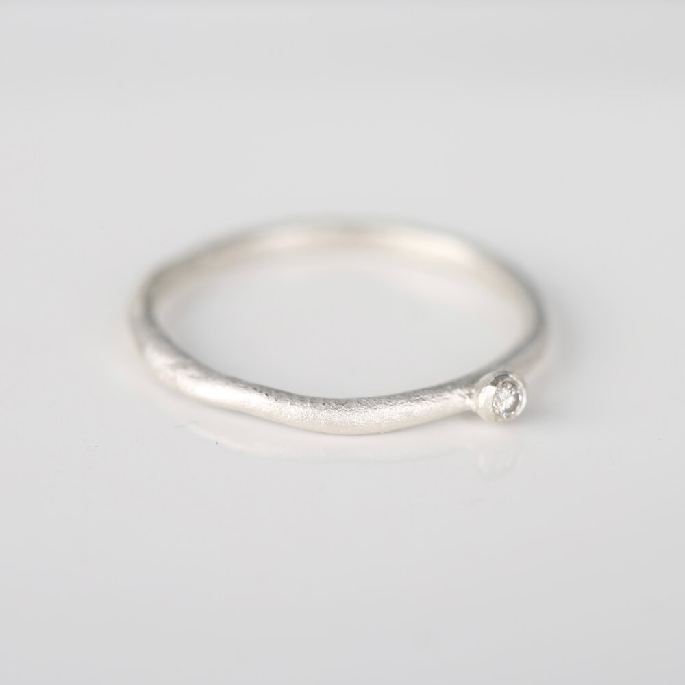 Silver & Diamond Solitaire Ring