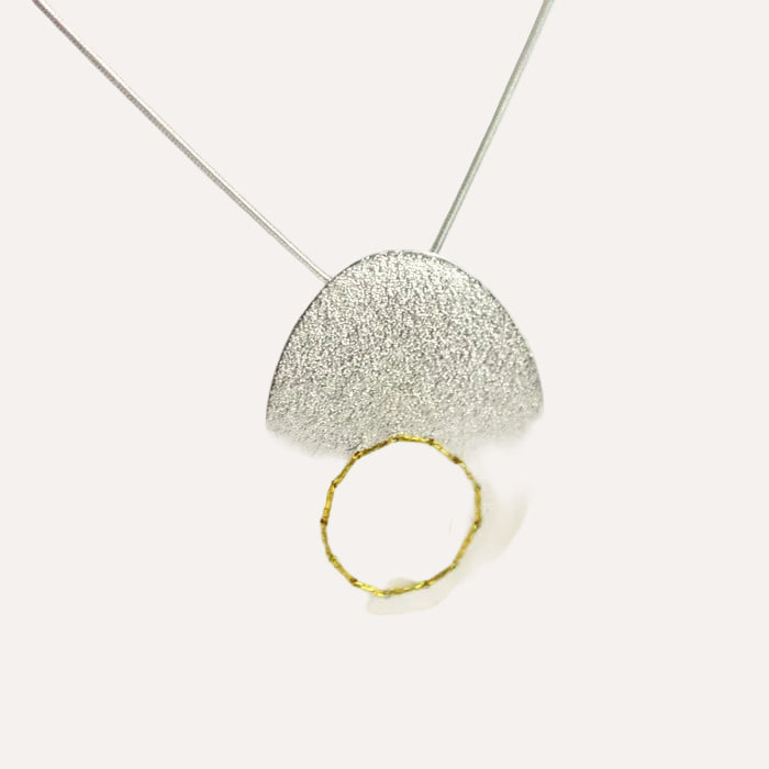 Sewn up-necklace with hole - gold thread