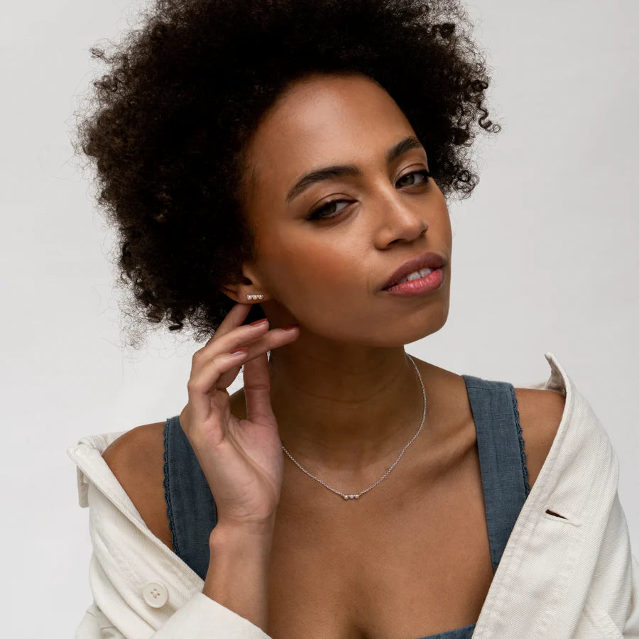 Triple Pearl Bar Studs