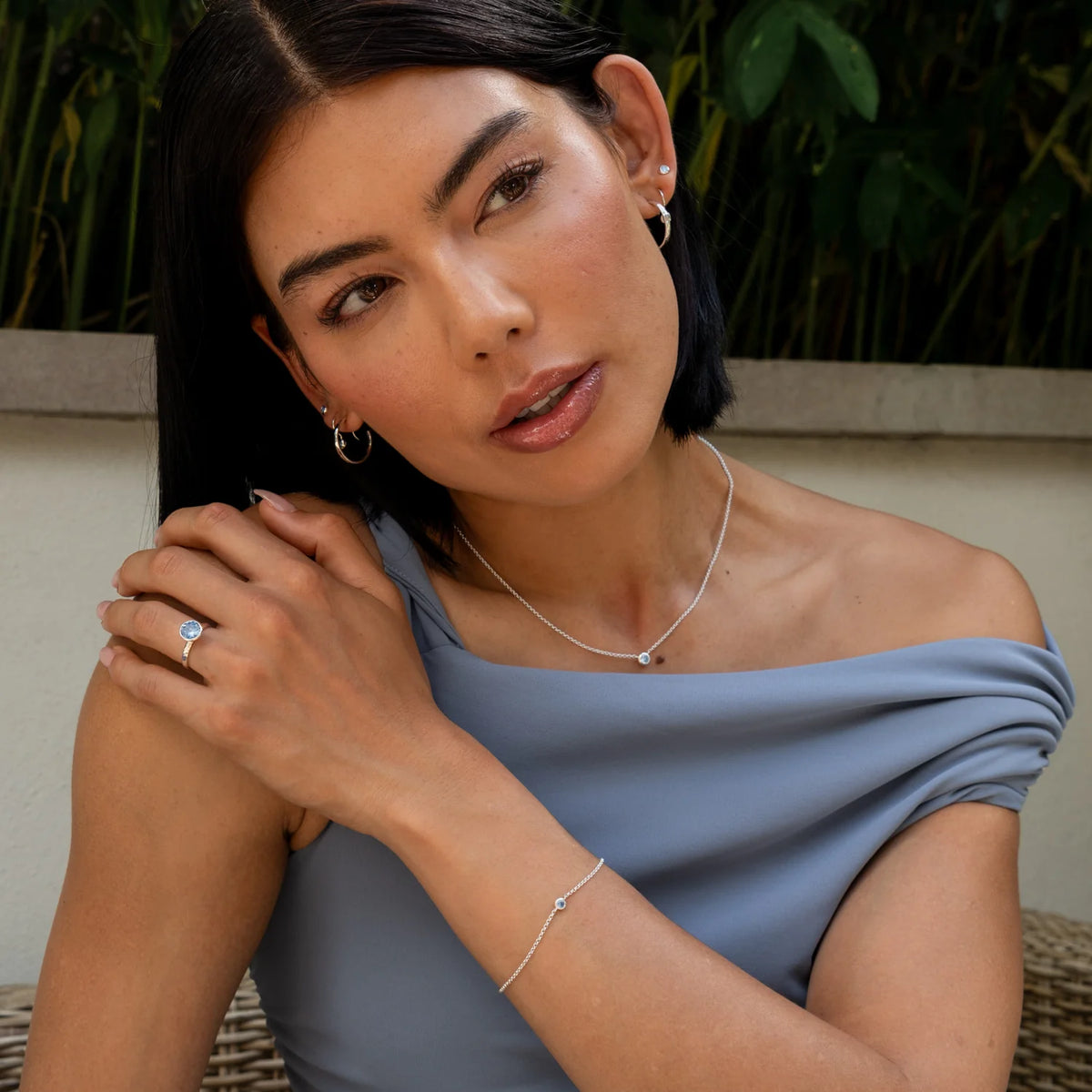 Aquamarine dewdrop bracelet - Silver