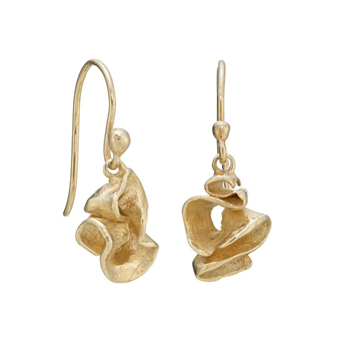 yellow gold furl earrings