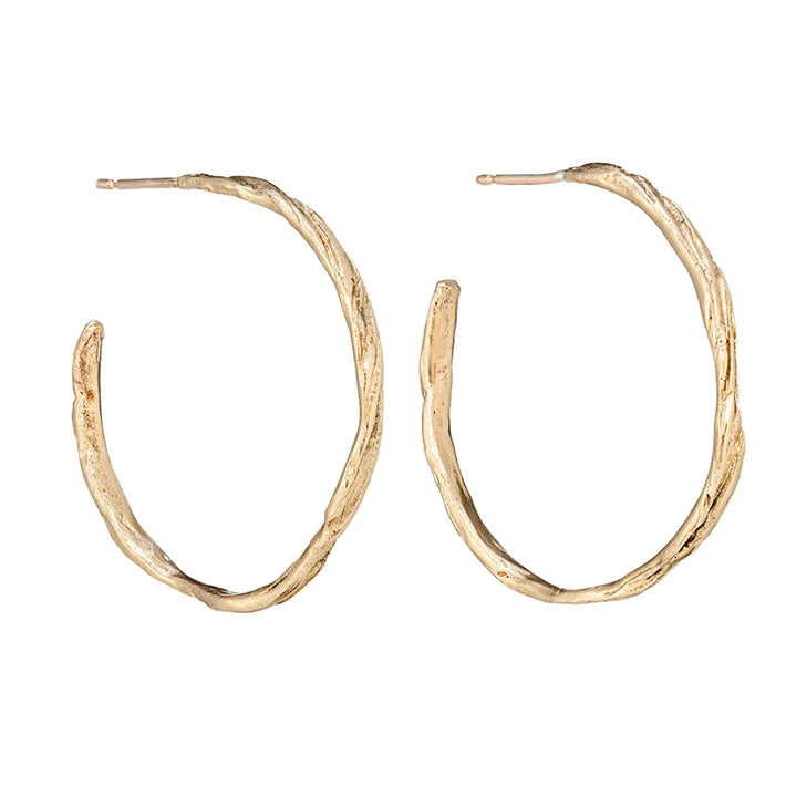 gold ripple hoop earrings