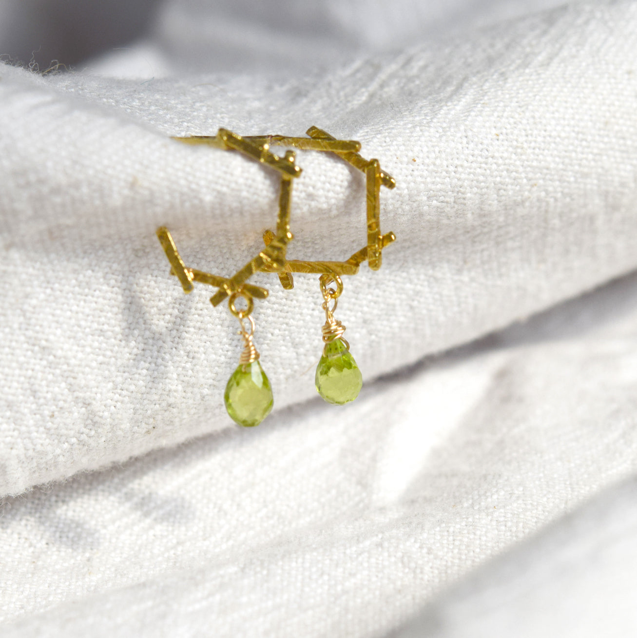 Hexagon Hoops with Peridot