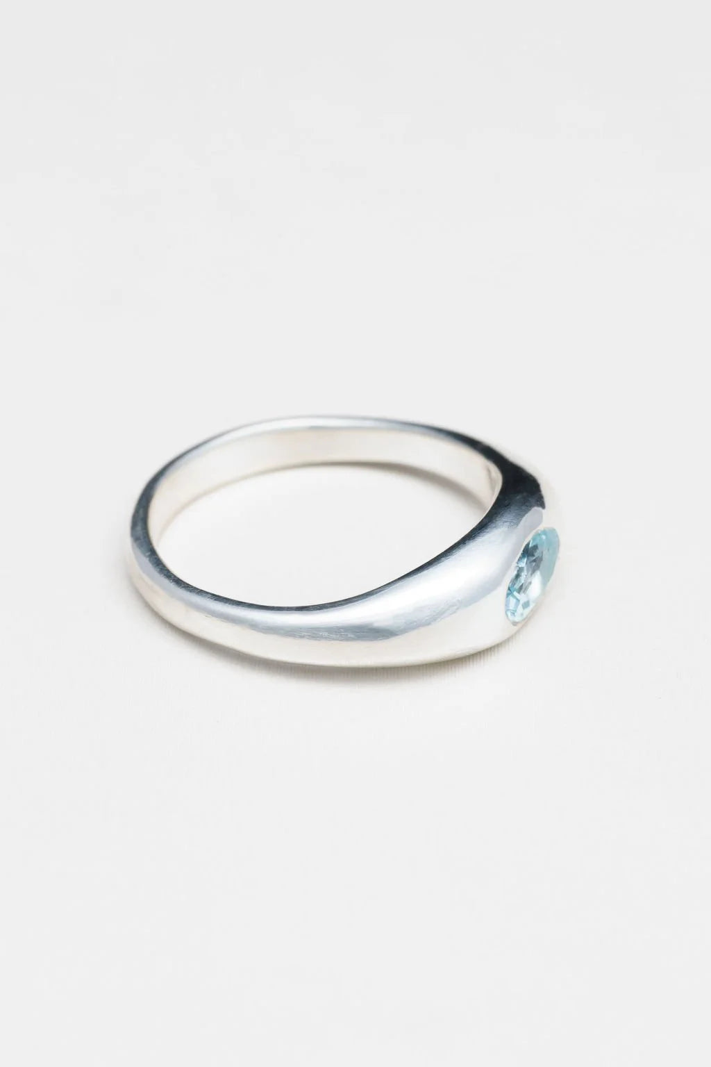 Aquamarine Oval Silver Ring