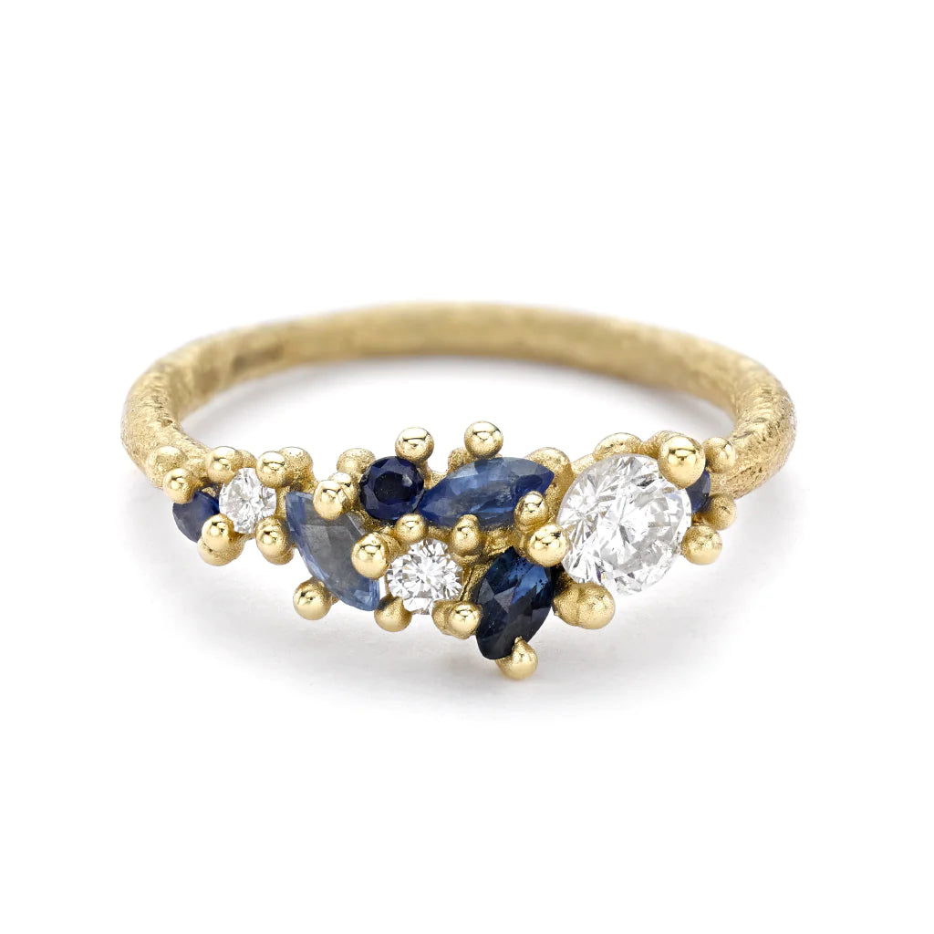 Diamond & Sapphire Cluster Ring