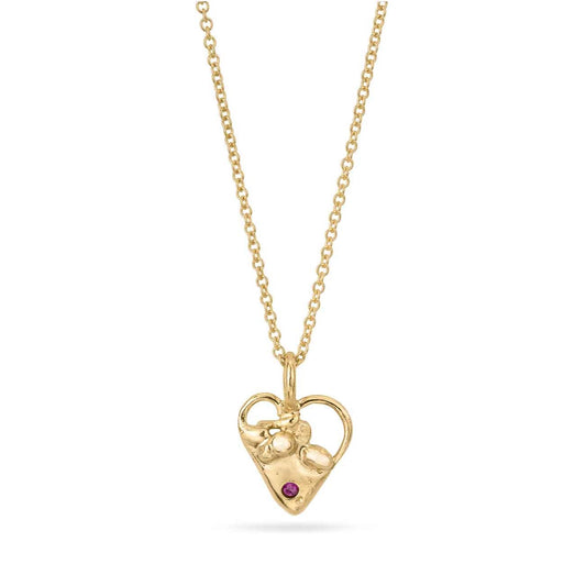 heart  pendant gold and ruby