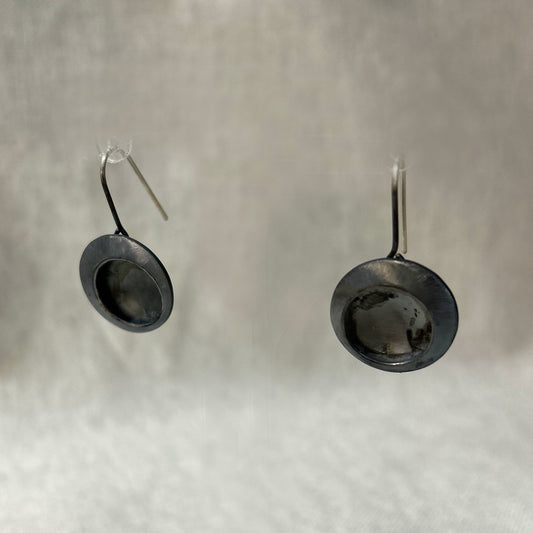 Oxidised Silver Etch Drop Earrings