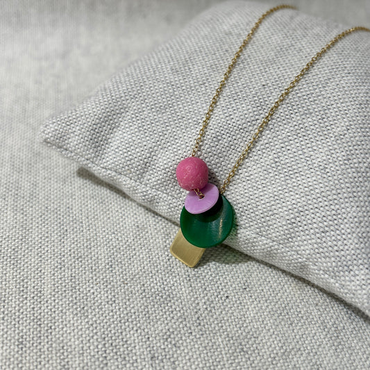 Pink & Green Beach Plastic Necklace