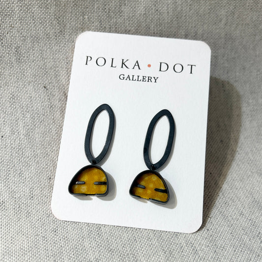 Yellow Keystone Loop Earrings