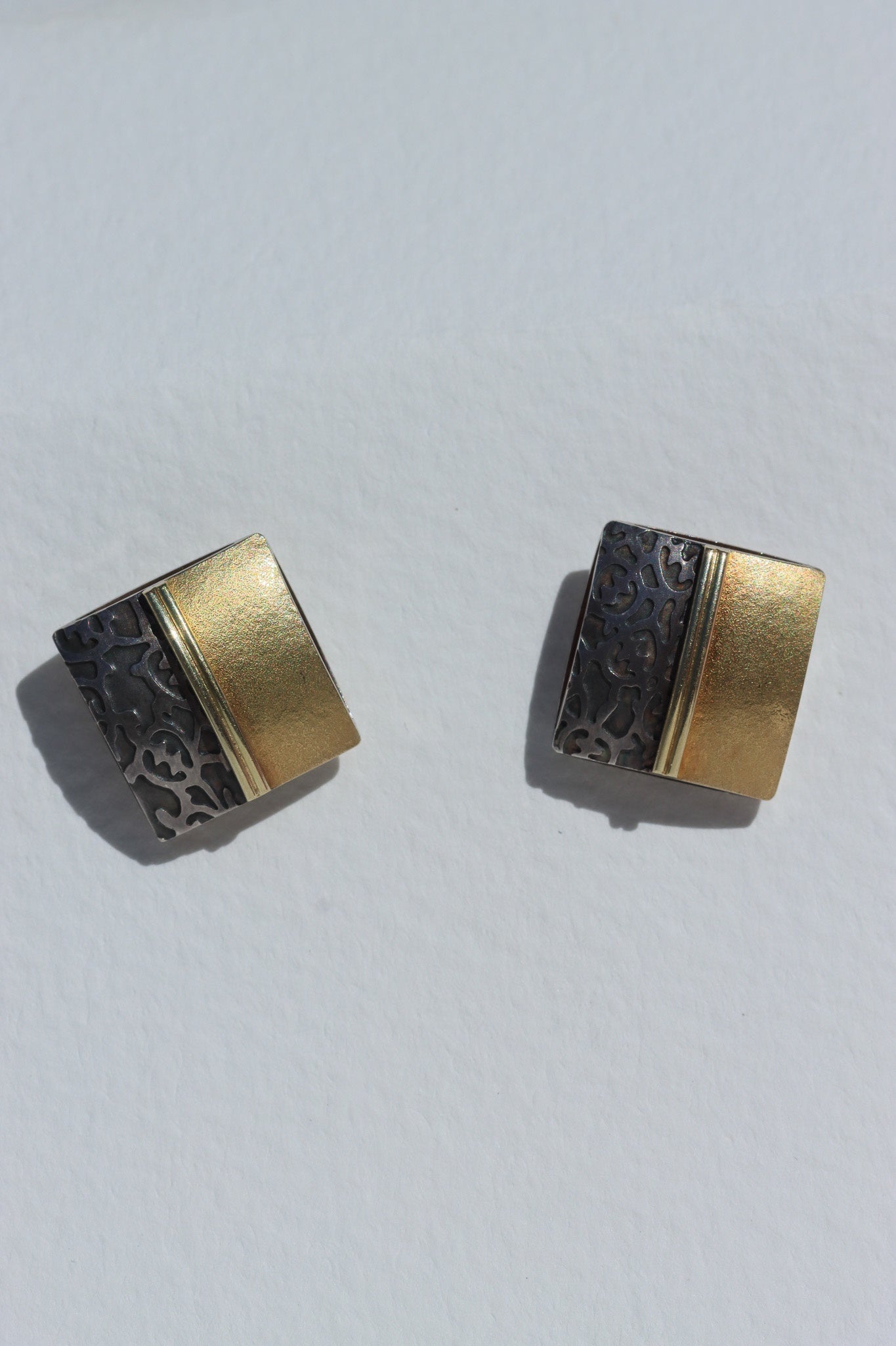 VAULT - Oxidised Silver & Gold plated earrings