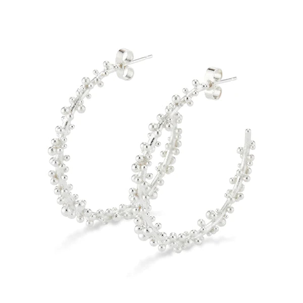 Large Silver Granulated Hoops