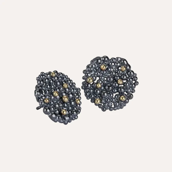 Oxidised Silver Berry Studs