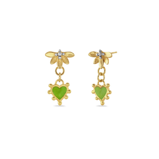 Lotus & Boho Enamel Heart Earrings
