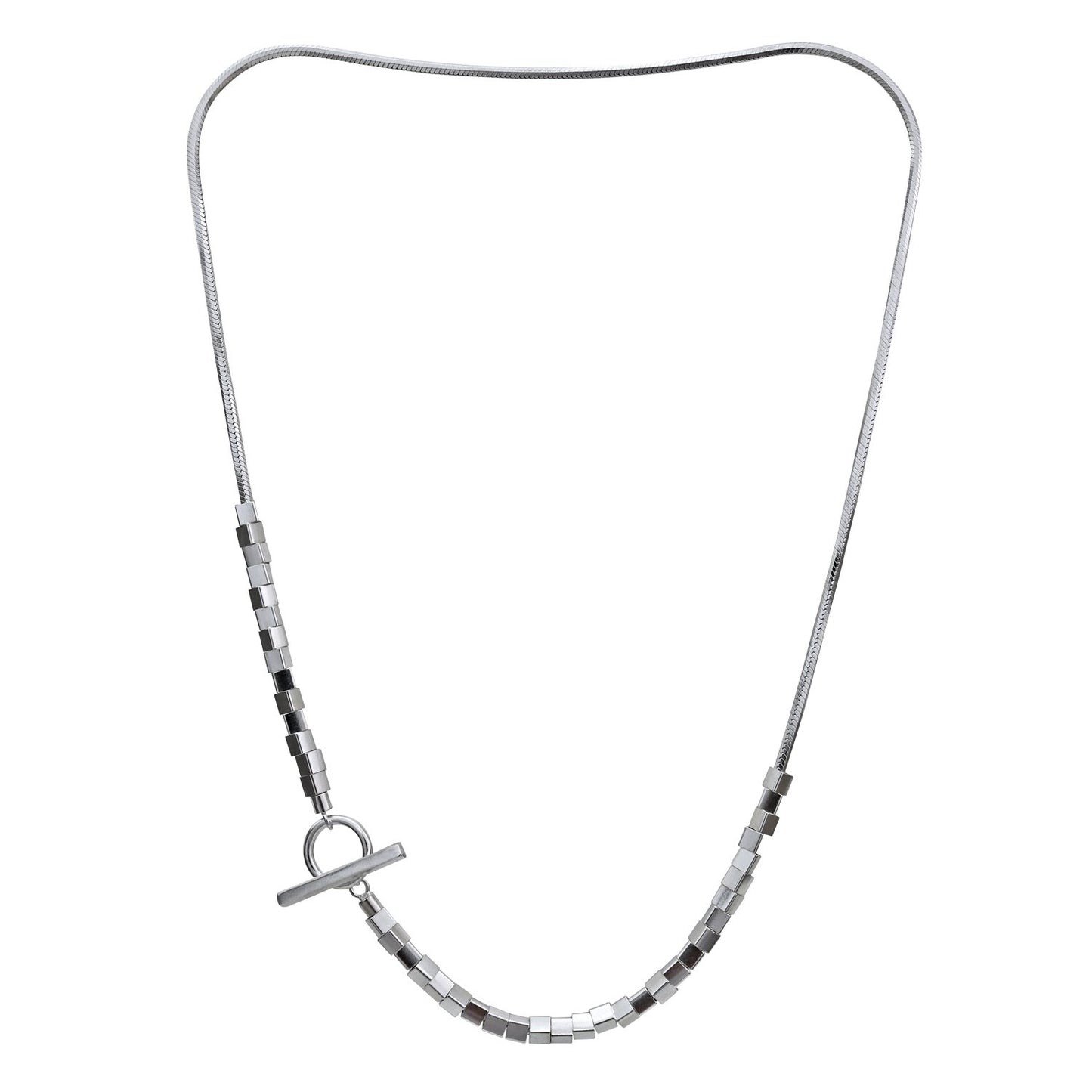 Metropolis T Bar Necklace Silver