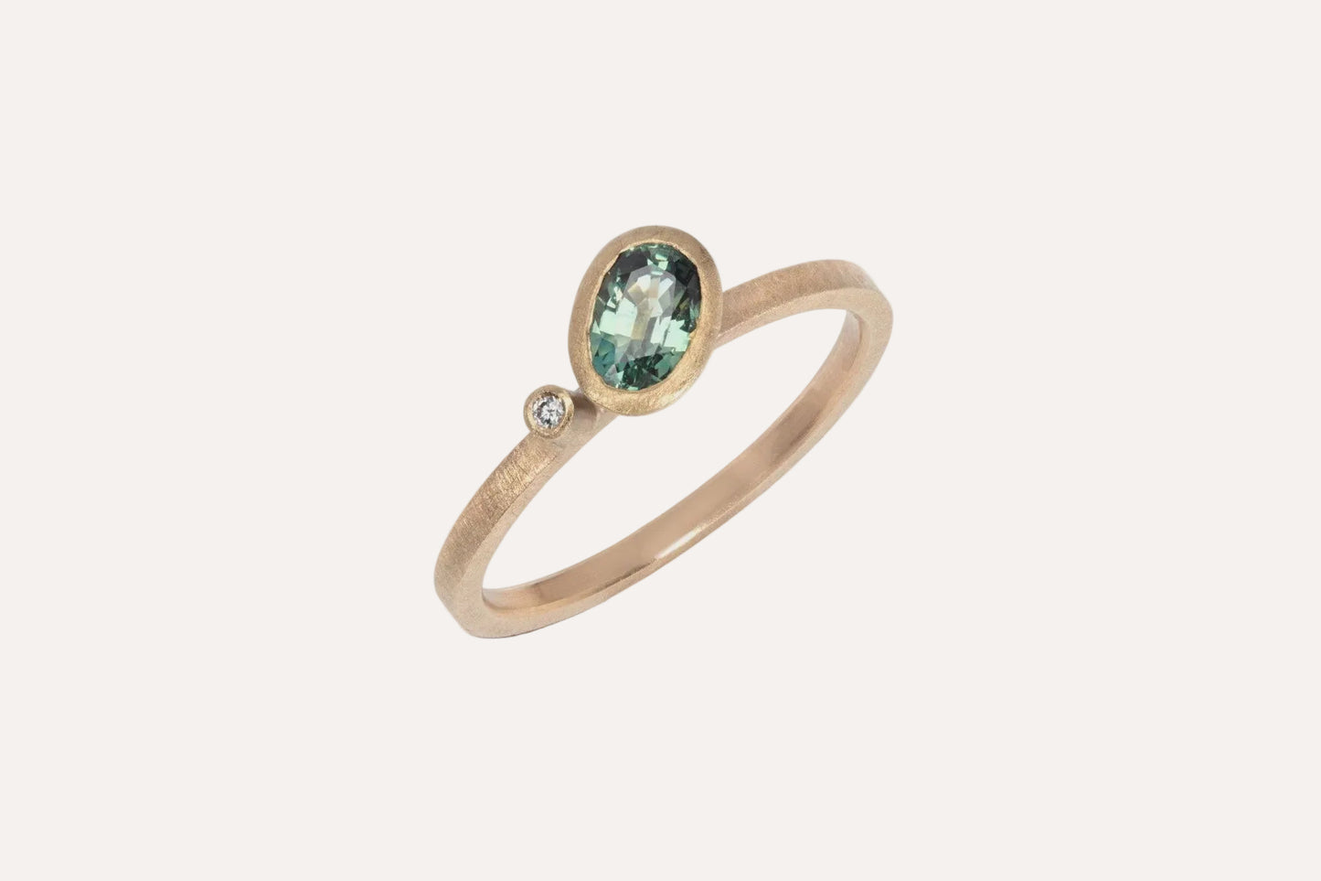 Oval Green Sapphire & Diamond Asymmetric Ring
