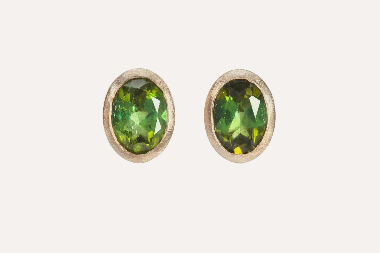 Oval Green Tourmaline Stud Earrings