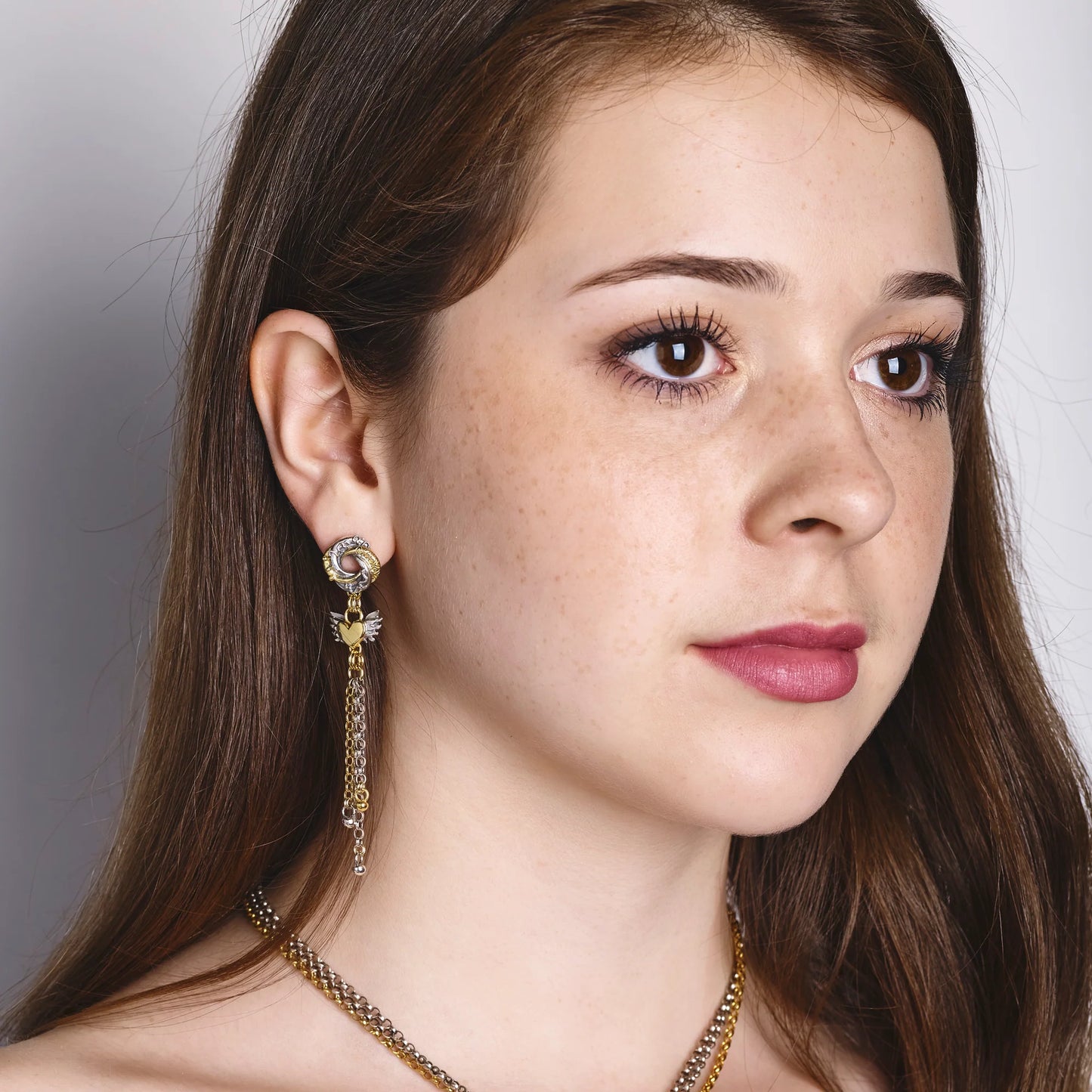Chain Drop Loveknot Earrings