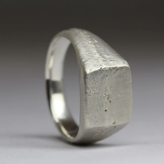 Silver Sand cast Signet Ring