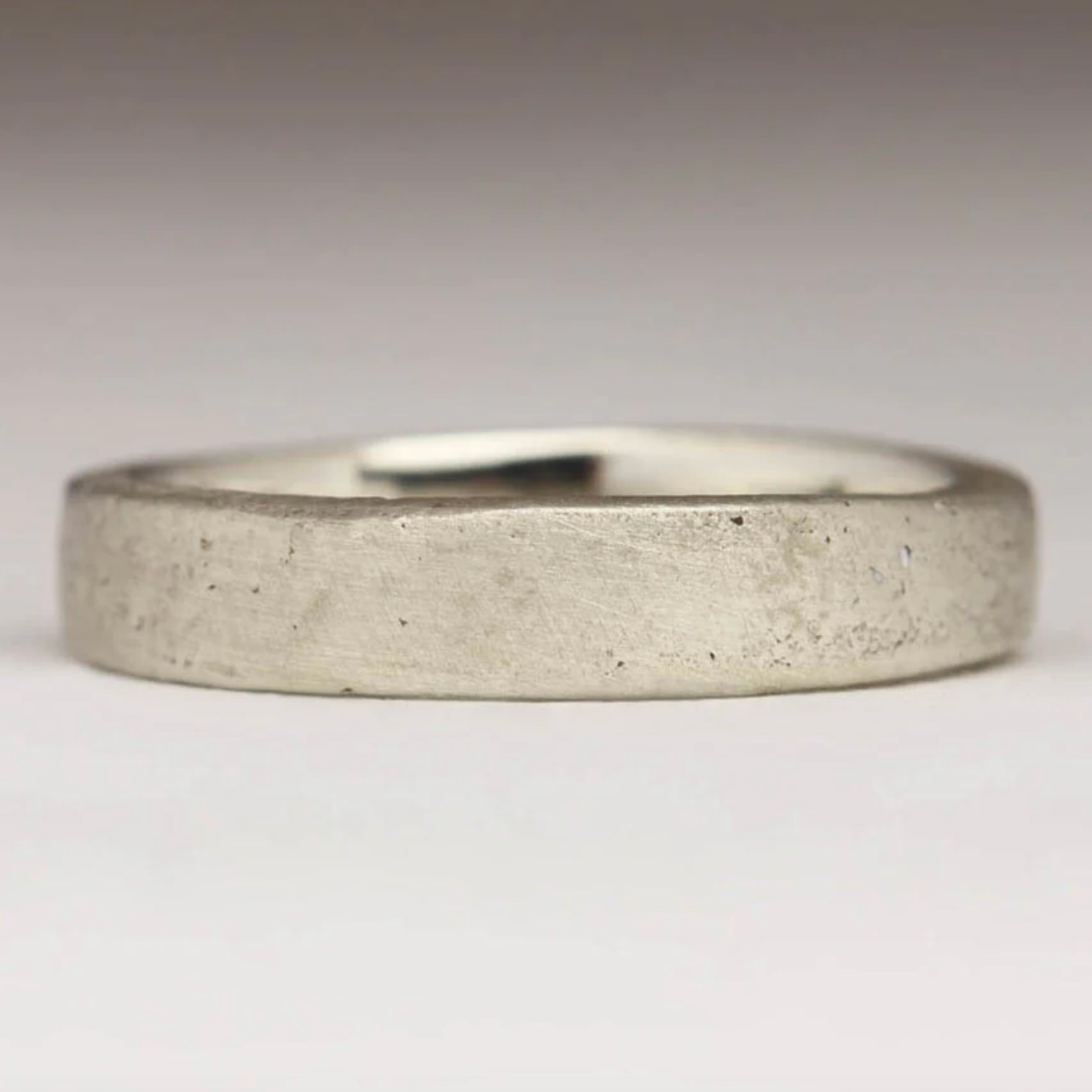 Sandcast White Gold Ring