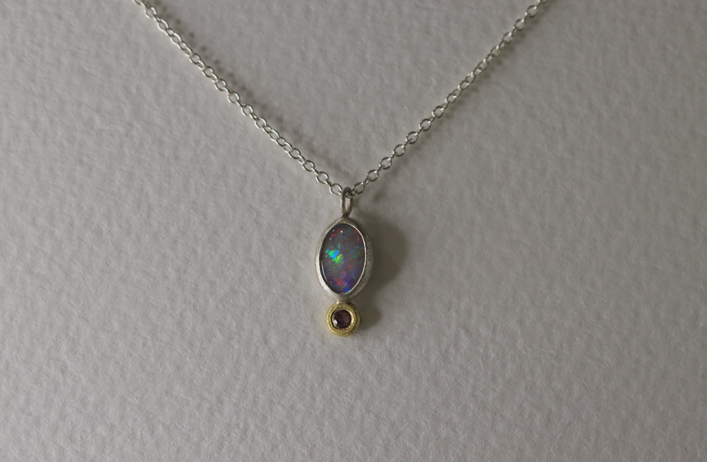 Oval Opal & Purple Sapphire Necklace