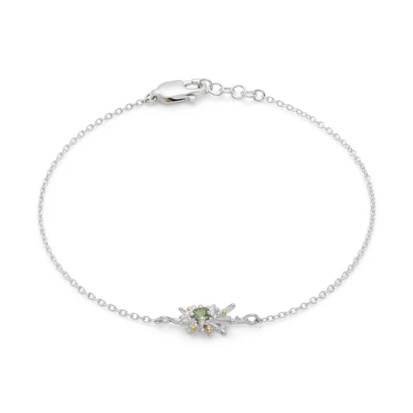 silver and green sapphire bracelet