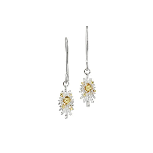 silver and gold sea urchin earrings