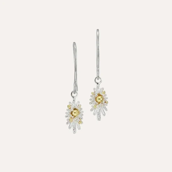 silver and gold sea urchin earrings