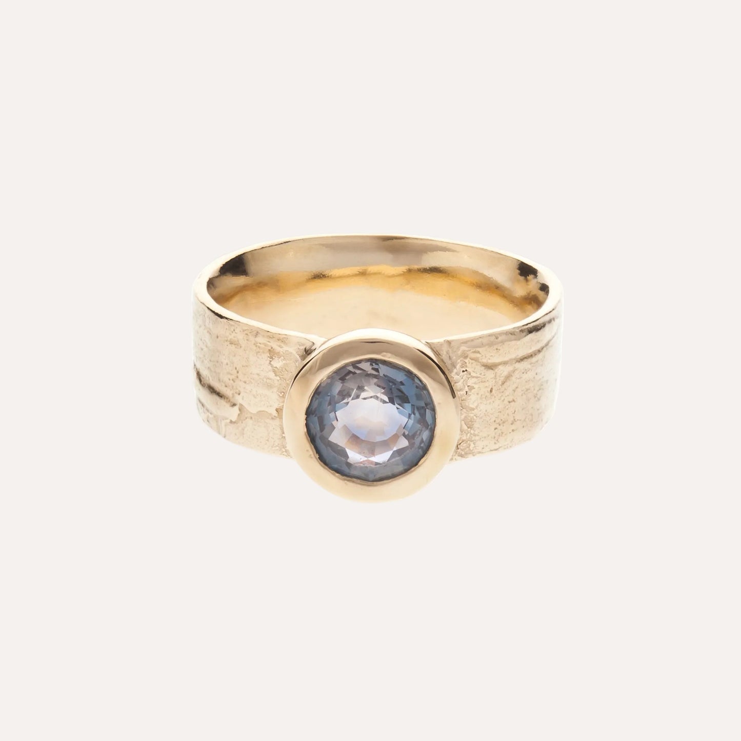 Golden Silver Birch and Sapphire Ring