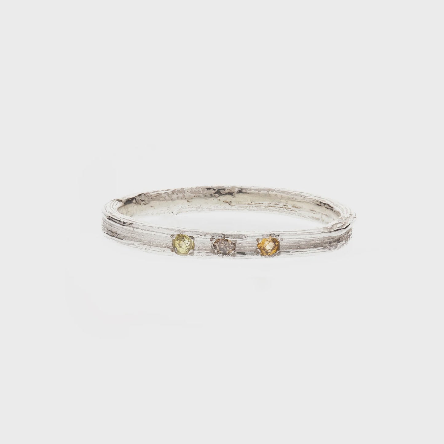 3 stone corkscrew ring silver