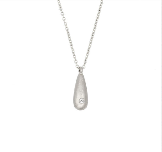 Silver & Diamond Drop Pendant