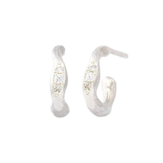 Silver & Diamond Wave Huggies