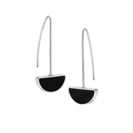 Black & Silver Arc Drop Earrings