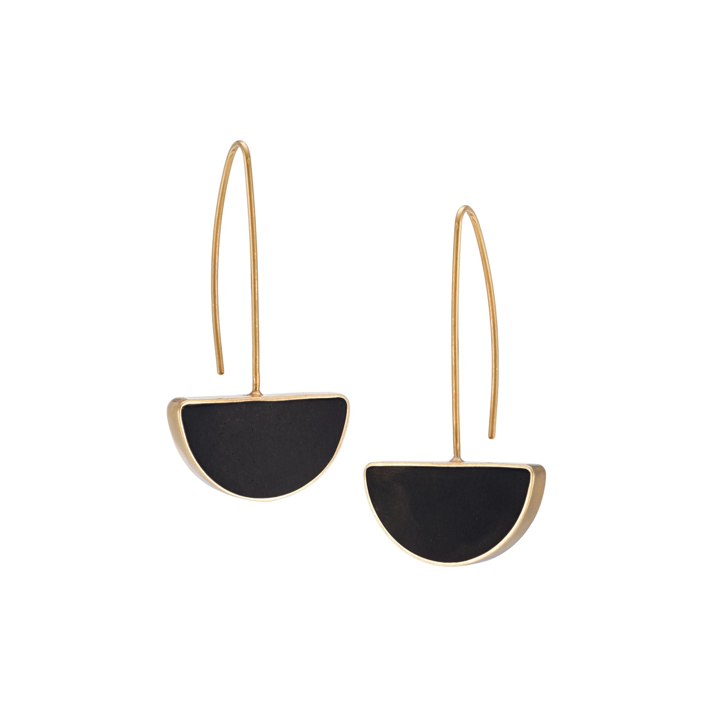 Arc Black Drop Earrings - Gold