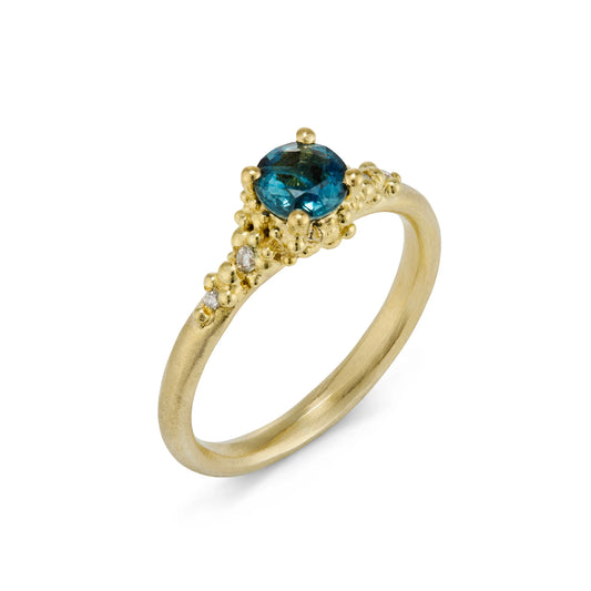 Teal sapphire Cluster Ring