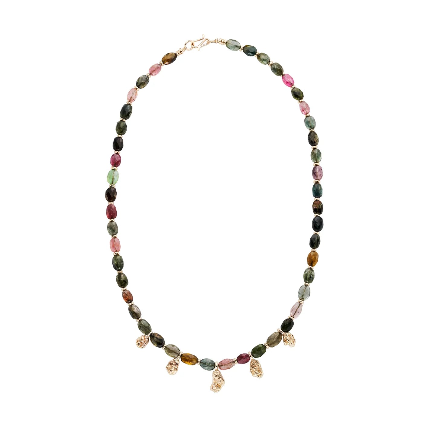 tourmaline ad gold nugget necklace