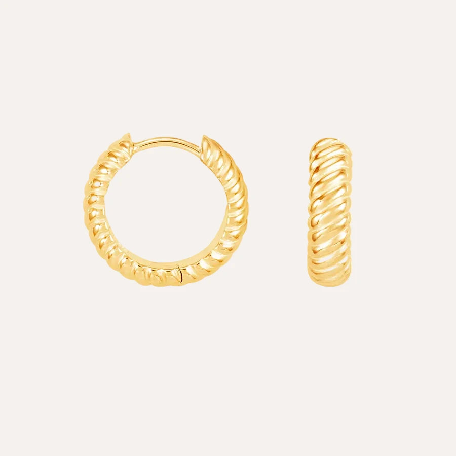 gold twist hoop earrings