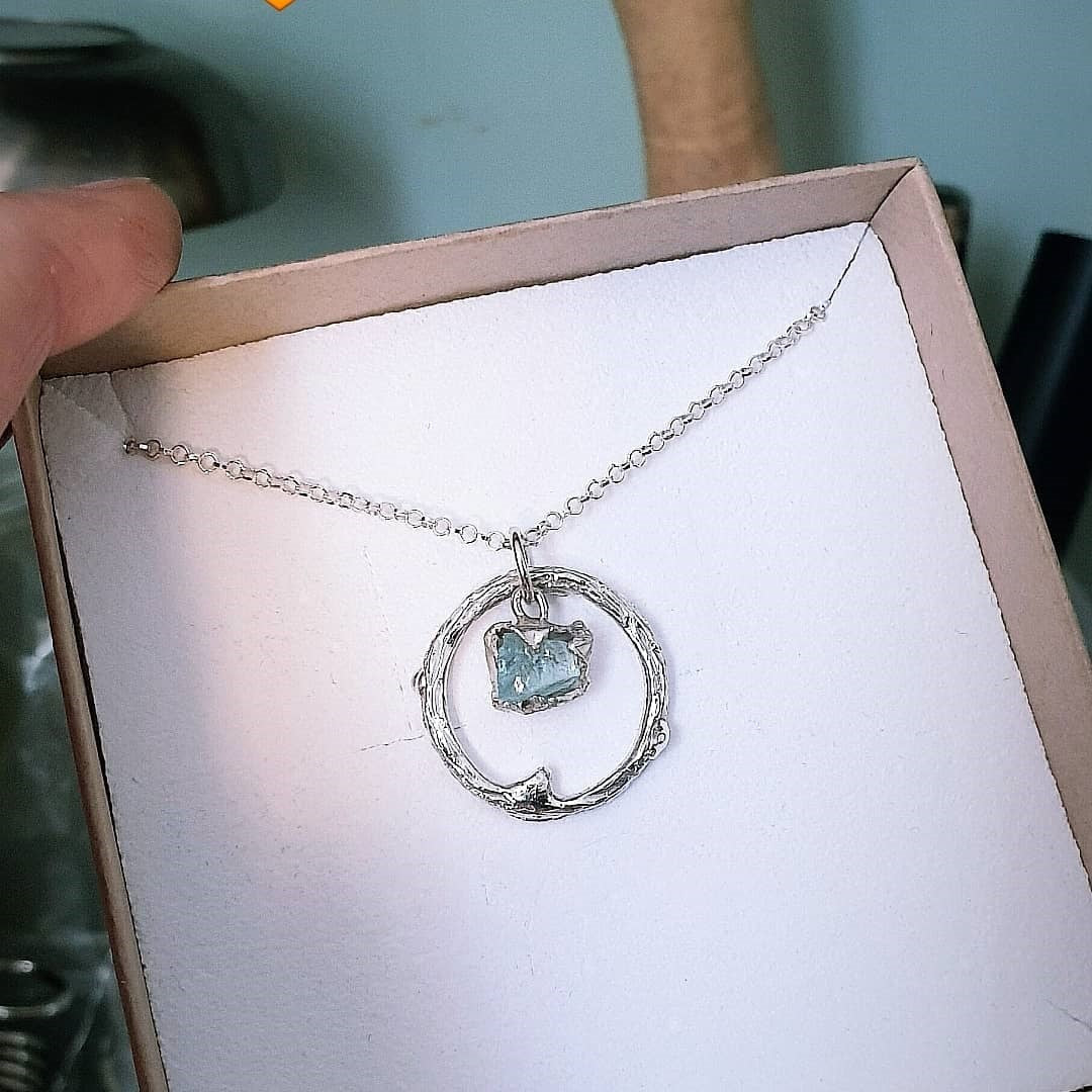 silver & aquamarine necklace