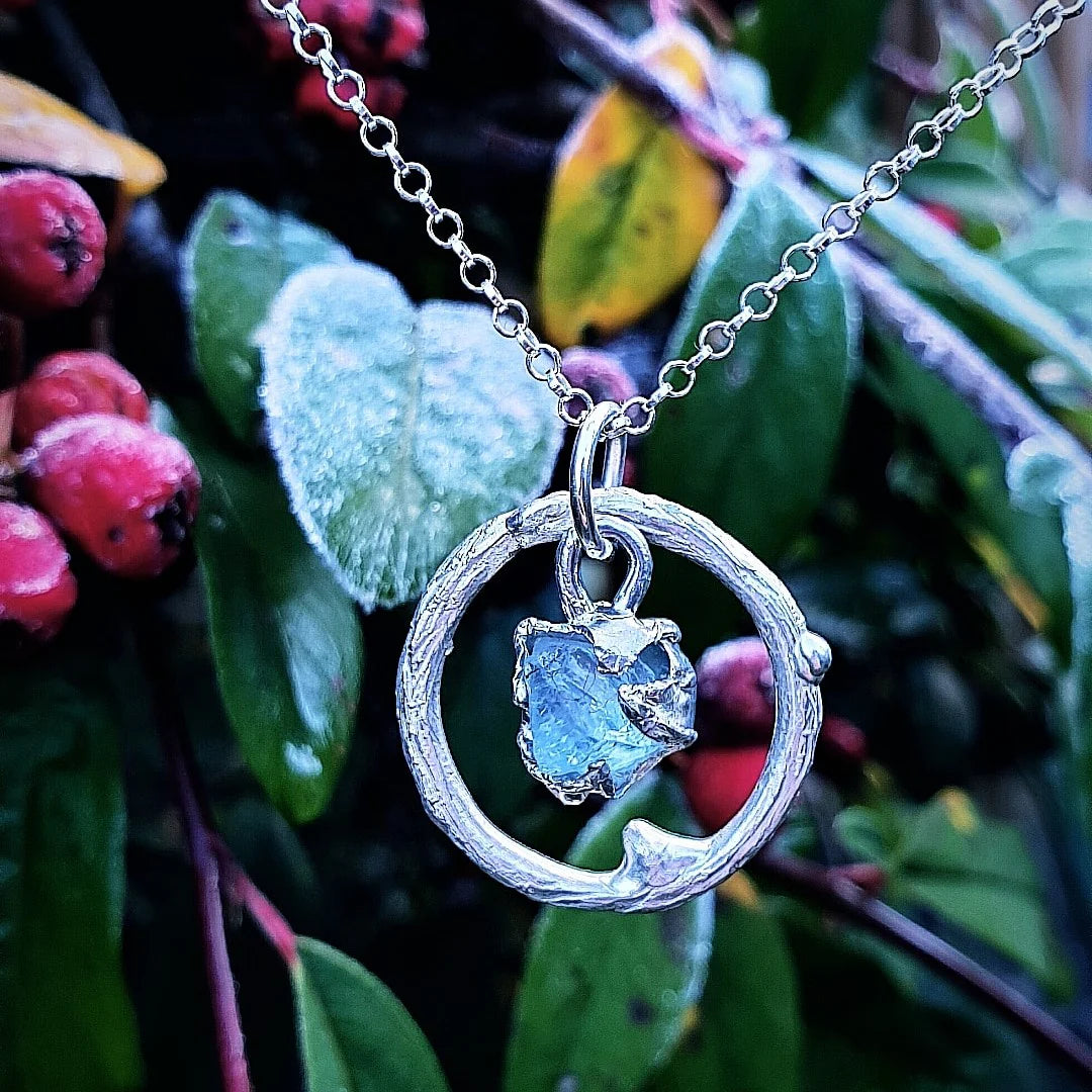 silver & aquamarine necklace