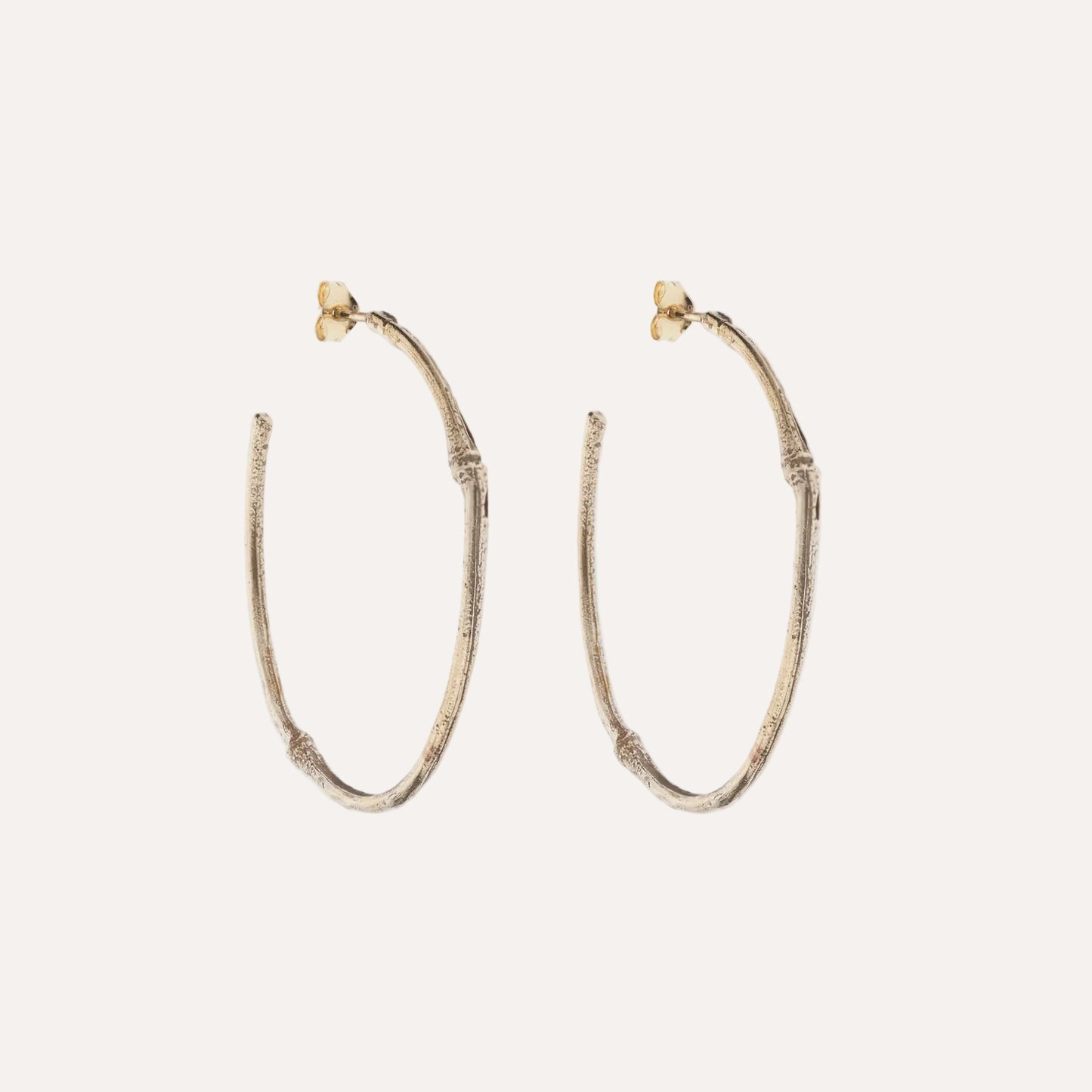 Bamboo hoops in bronze with 9ct post and back