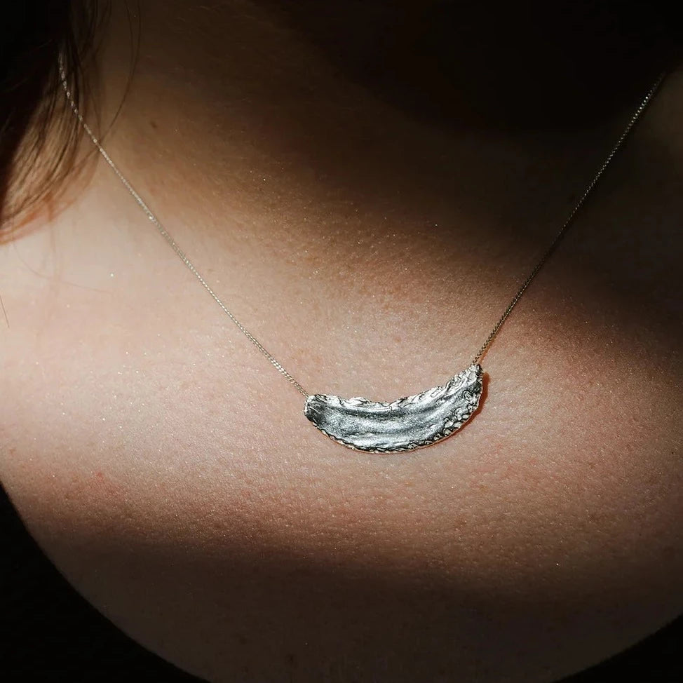 silver brushstroke necklace