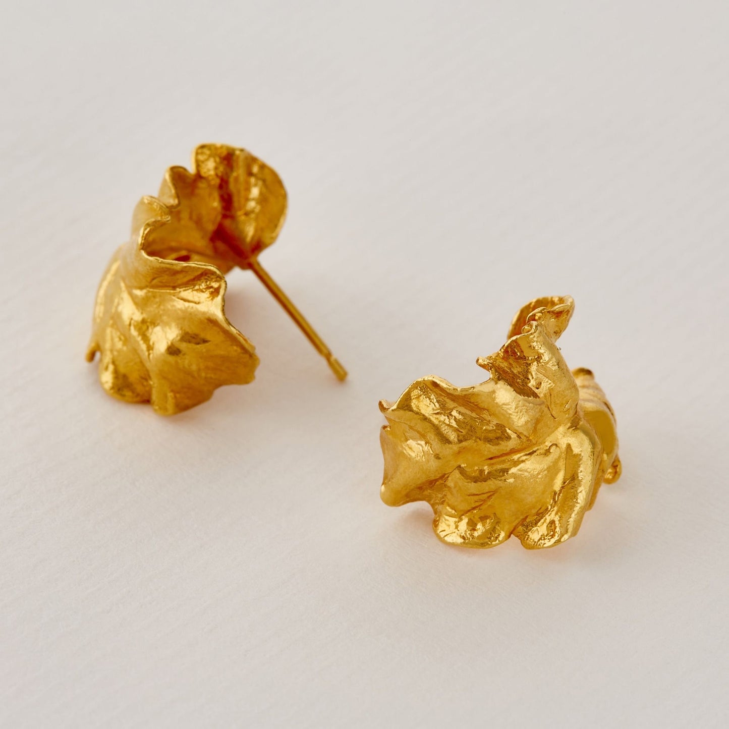chard leaf hoop earrings gold vermeil
